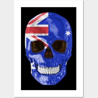 Australia Flag Skull - Gift for Australian With Roots From Australia Posters and Art